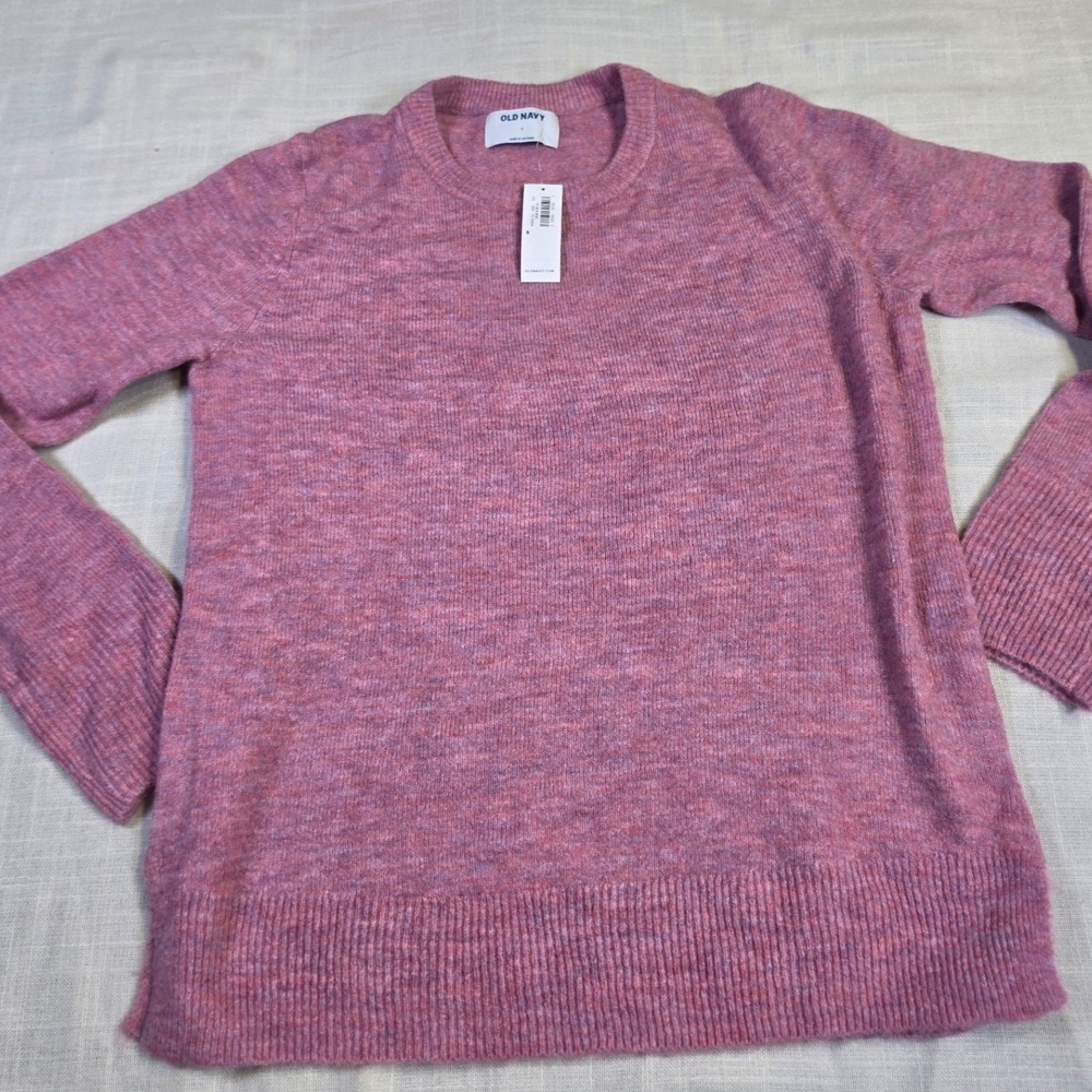 Old Navy Women Pink Marl Crew Neck Knit Sweater 448253-15-1 Long Sleeve Pullover
